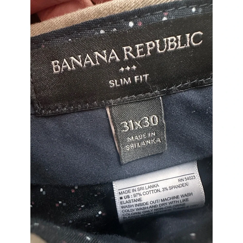 Banana Republic Mens Slim Fit Khaki Chino Pants Tan‎ Stretch 31x30 Cotton Blend